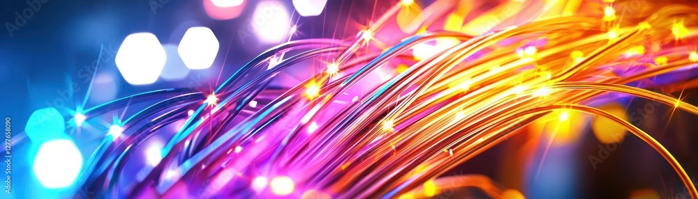 Aufkleber abstract fiber optic cables glowing with vibrant colors creating a futuristic and dynamic visual eff