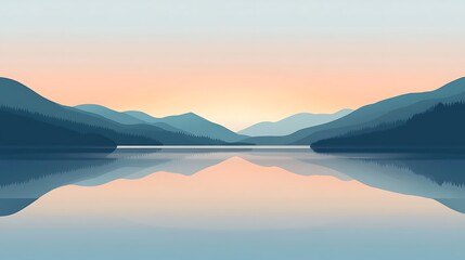 Serene Mountain Lake Sunset Landscape Reflection