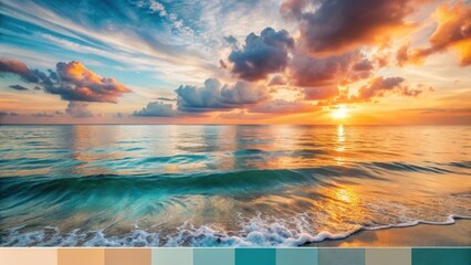 Serene Ocean Sunset Golden Hues Reflecting on Gentle Waves at the Shoreline, a Peaceful Coastal Scene at Dusk