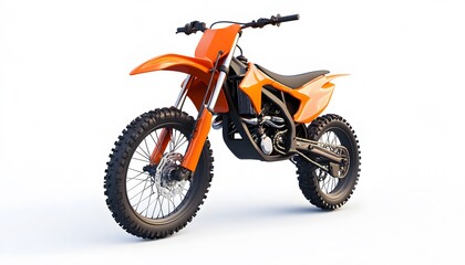 Fototapeta premium Modern orange dirt bike isolated on a white background