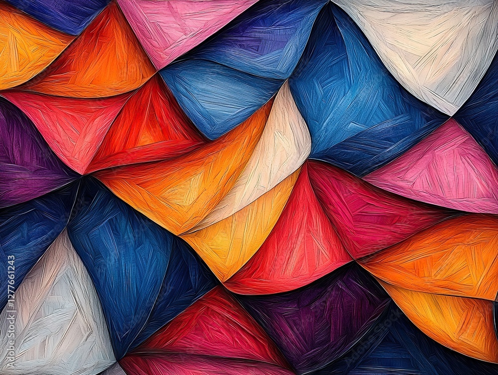 Poster vibrant abstract textile patterns digital art colorful design studio close-up modern aesthetic explo