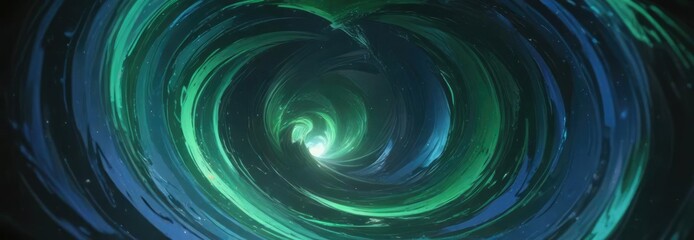 A mysterious, swirling vortex of blue and green, weather, artistic