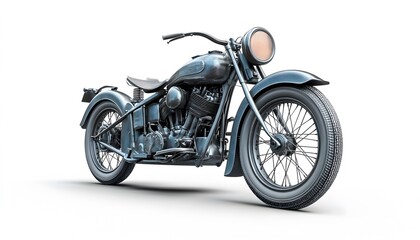 Fototapeta premium Classic motorcycle displayed against a clean white backdrop