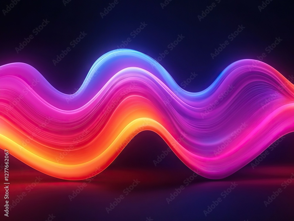 Poster dynamic waves of colorful light digital art abstract environment vibrant viewpoint visual concept