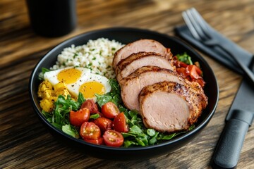 Fueling Recovery A Nutrient-Packed Meal Paired with a Hydration Tracker, Visually Demonstrating the Crucial Connection Between Delicious Food Choices, Adequate Water Intake, and Enhanced Post-Workout