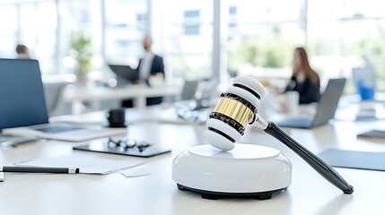 Modern Office Gavel Justice Law Legal Concept Business Workplace
