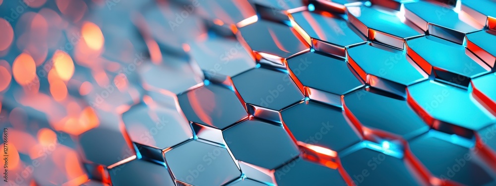 Poster abstract hexagonal pattern with vibrant color contrast