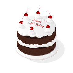 Happy birthday cake. Retro style. 