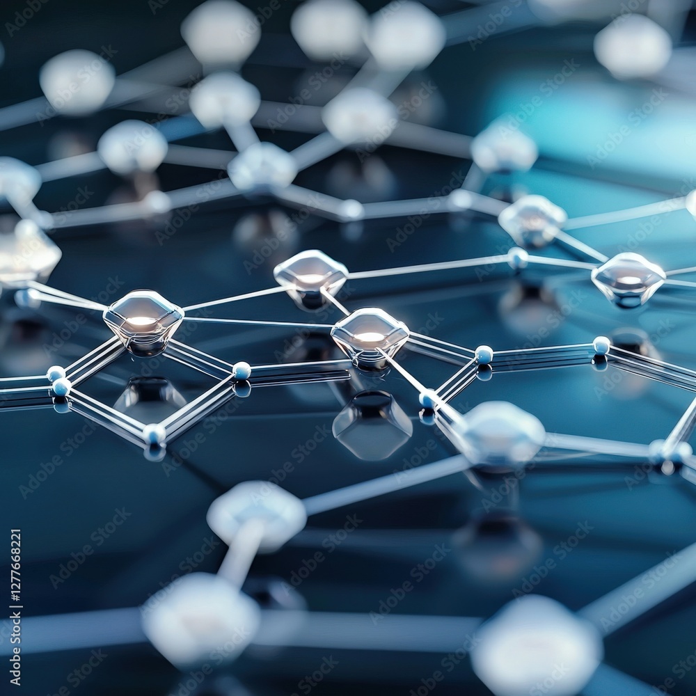 Aufkleber abstract network connection with hexagonal shapes