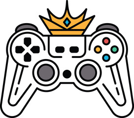 A white controller with a crown on top