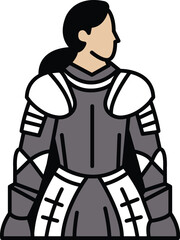 The image is a stylized drawing of a knight or warrior