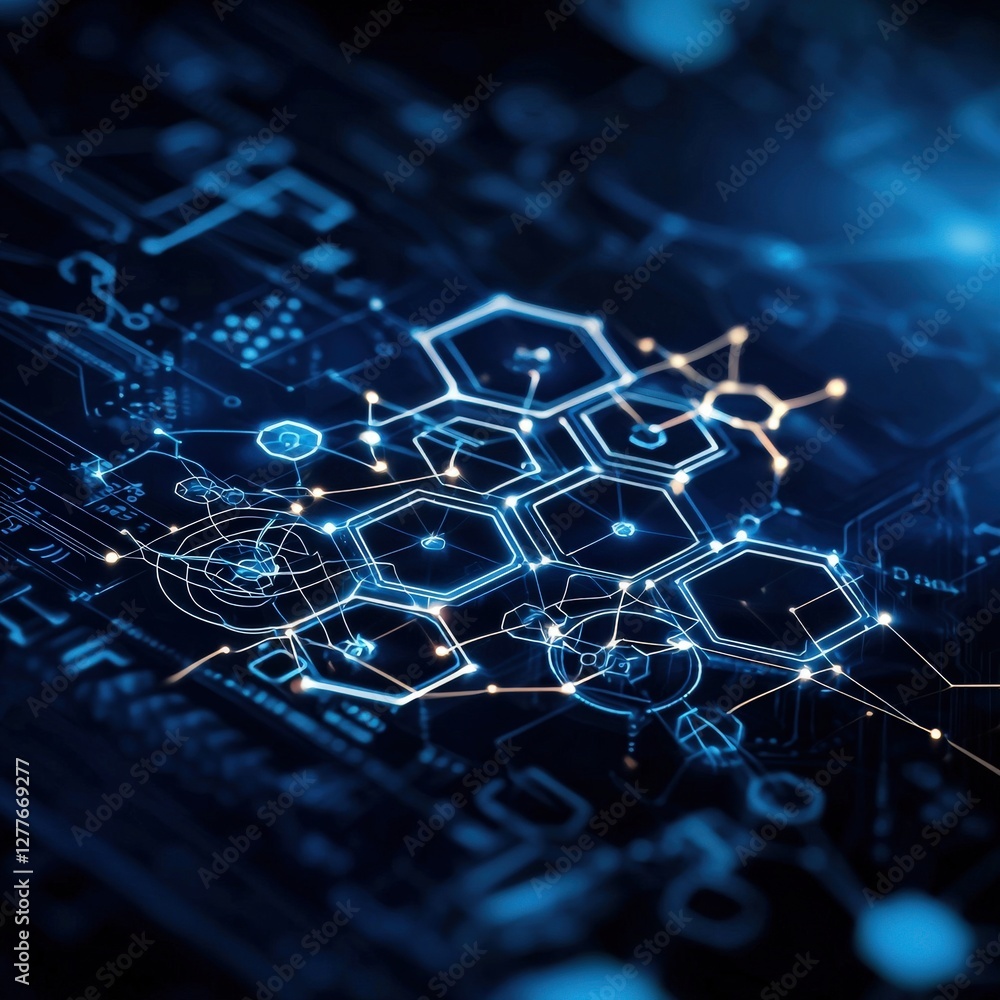 Poster abstract technology background with glowing patterns