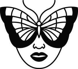 butterfly is drawn on a woman's face