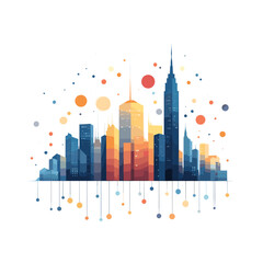 Fototapeta premium Abstract modern city skyline illustration with geometric elements