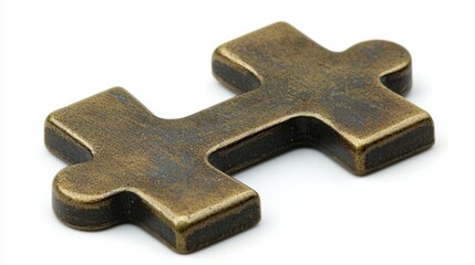 Fototapeta premium A single puzzle piece isolated on white, crisp edges and subtle shadows.