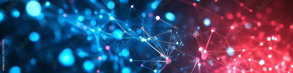 Aufkleber abstract network connecting red and blue nodes
