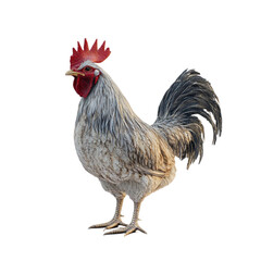 Fototapeta premium Majestic Rooster Proudly Stands Against Vibrant Stripes