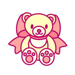 vector cartoon cute teddy bear. Clip art isolated on transparent background.
