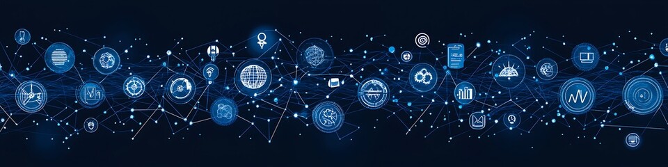 Naklejka premium Abstract Network Illustrating Global Interconnected Data Systems