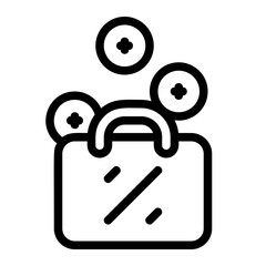 Shopping Bag out Coins Line Icon