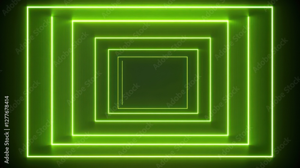 Poster a mesmerizing abstract pattern of glowing green rectangles creates a futuristic and digital atmosphe
