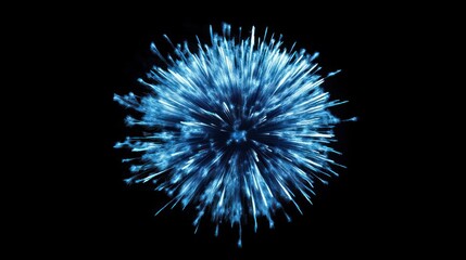 A mesmerizing blue abstract explosion against a black background, symbolizing energy and creativity. Perfect for artistic and modern designs.