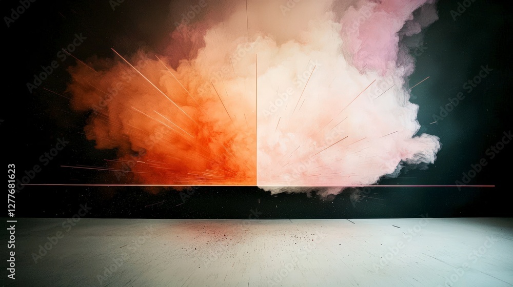 Poster abstract explosion vibrant color burst dynamic energy data cloud