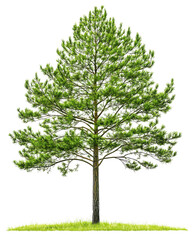 transparent background Png tall green pine tree with lush canopy and sturdy trunk