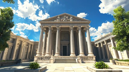 Fototapeta premium Majestic Neoclassical Temple under a Sunny Sky