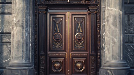 Ornate Double Doors of Justice: Architectural Grandeur