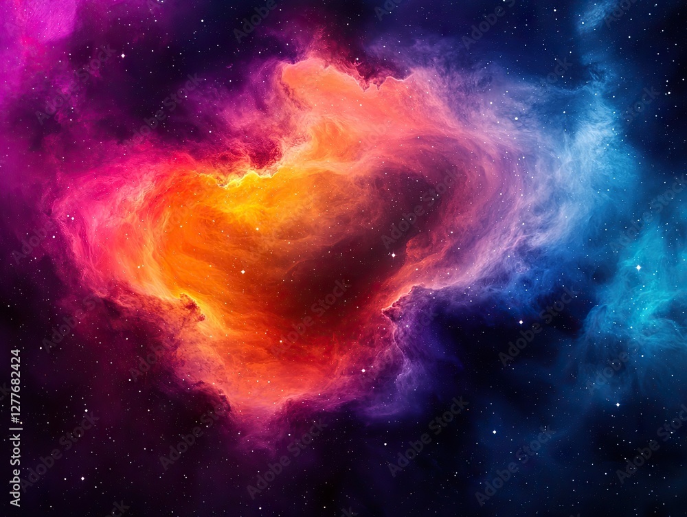 Aufkleber exploring cosmic wonders colorful nebulae in outer space digital art vibrant universe galactic view