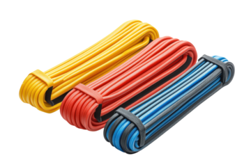 Compact Resistance Band Set with Multiple Tension Levels: Isolated on Transparent Background