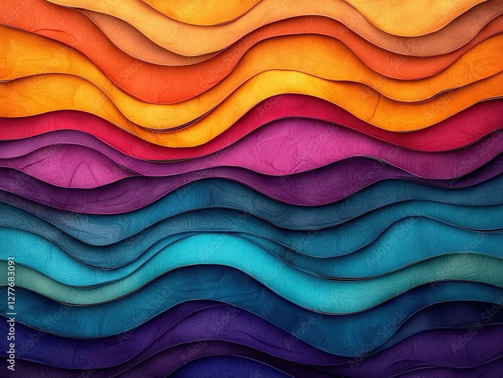 Poster dynamic waves of color abstract artwork digital art vibrant environment close-up view creative desig