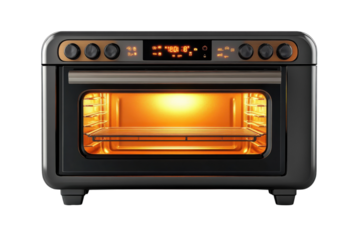Space-Saving Compact Toaster Oven with Multi-Function Controls: Isolated on Transparent Background