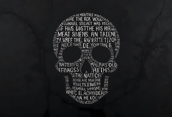 Mysterious Skull Typography Art - Bold and Dark Illustration for Modern Aesthetic