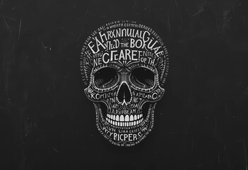 Mysterious Skull Typography Art - Bold and Dark Illustration for Modern Aesthetic