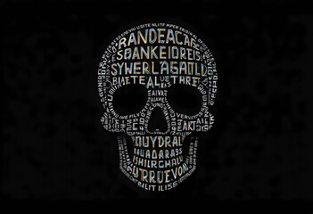 Mysterious Skull Typography Art - Bold and Dark Illustration for Modern Aesthetic