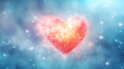 Fototapeta premium Watercolor inspired neon heart logo with soft glowing edges, blending pastel tones, artistic design