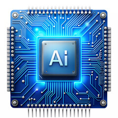 computer processor cpu with ai isolated on transparent white background, clipping path