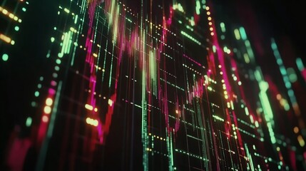 Obraz premium Neon Data Streams: A Visual Symphony of Digital Information