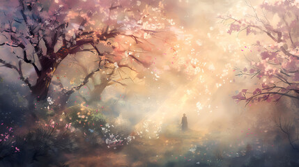 Mystical Dawn: A Journey Through Blossoming Light