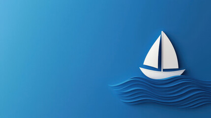 Sailboat navigating on deep blue waves, symbolizing adventure and freedom