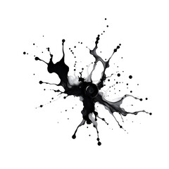 Fototapeta premium Black ink splashes and stains on white background with grunge texture and paint splatter elements