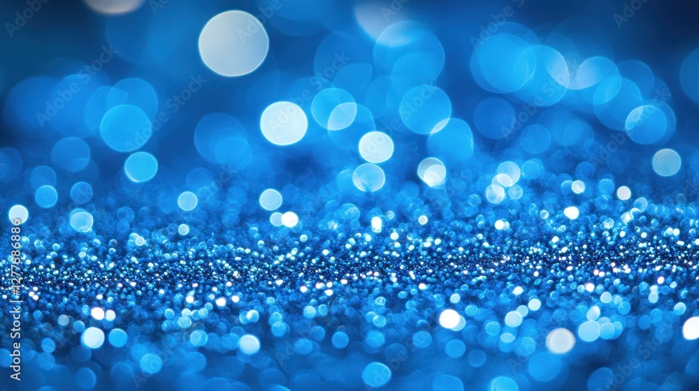 Poster a shimmering blue backdrop filled with sparkling lights, perfect for creating a magical or festive a