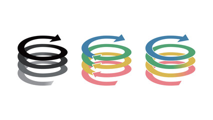 Set of arrows rising in a spiral, twisting, helix