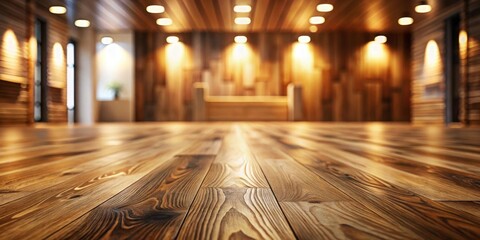 Obraz premium Warm Wooden Floor in a Luxuriously Appointed Interior Space with Soft Lighting