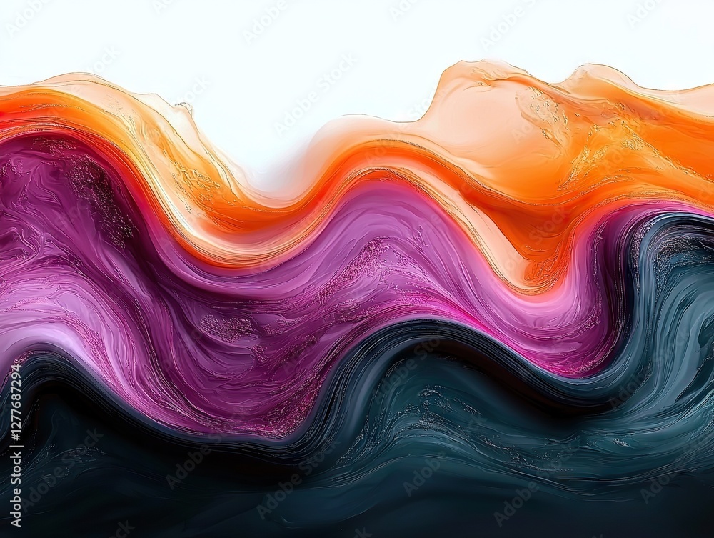 Poster dynamic abstract waves of color artistic display digital art vibrant environment close-up view fluid