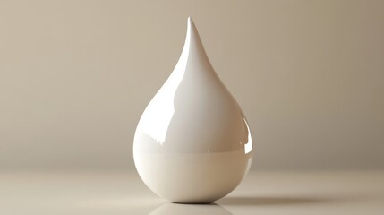 Fototapeta premium A sleek, modern ceramic droplet sculpture displaying fluidity and elegance, perfect for interior design or minimalist decor inspiration.