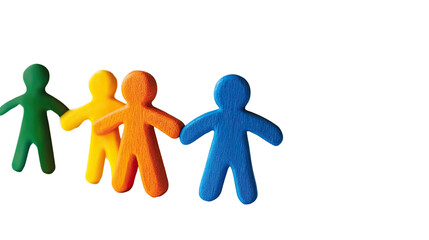 Interconnected: A vibrant display of interconnected figures, each in a different hue, lined up shoulder-to-shoulder, suggesting concepts of community, collaboration, and unity.