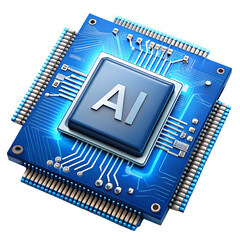 computer processor cpu with ai isolated on transparent white background, clipping path